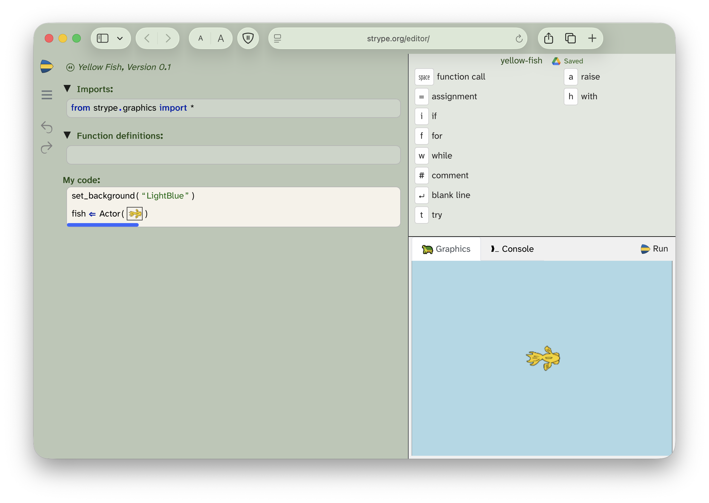 Screenshot of the Strype main editor window
