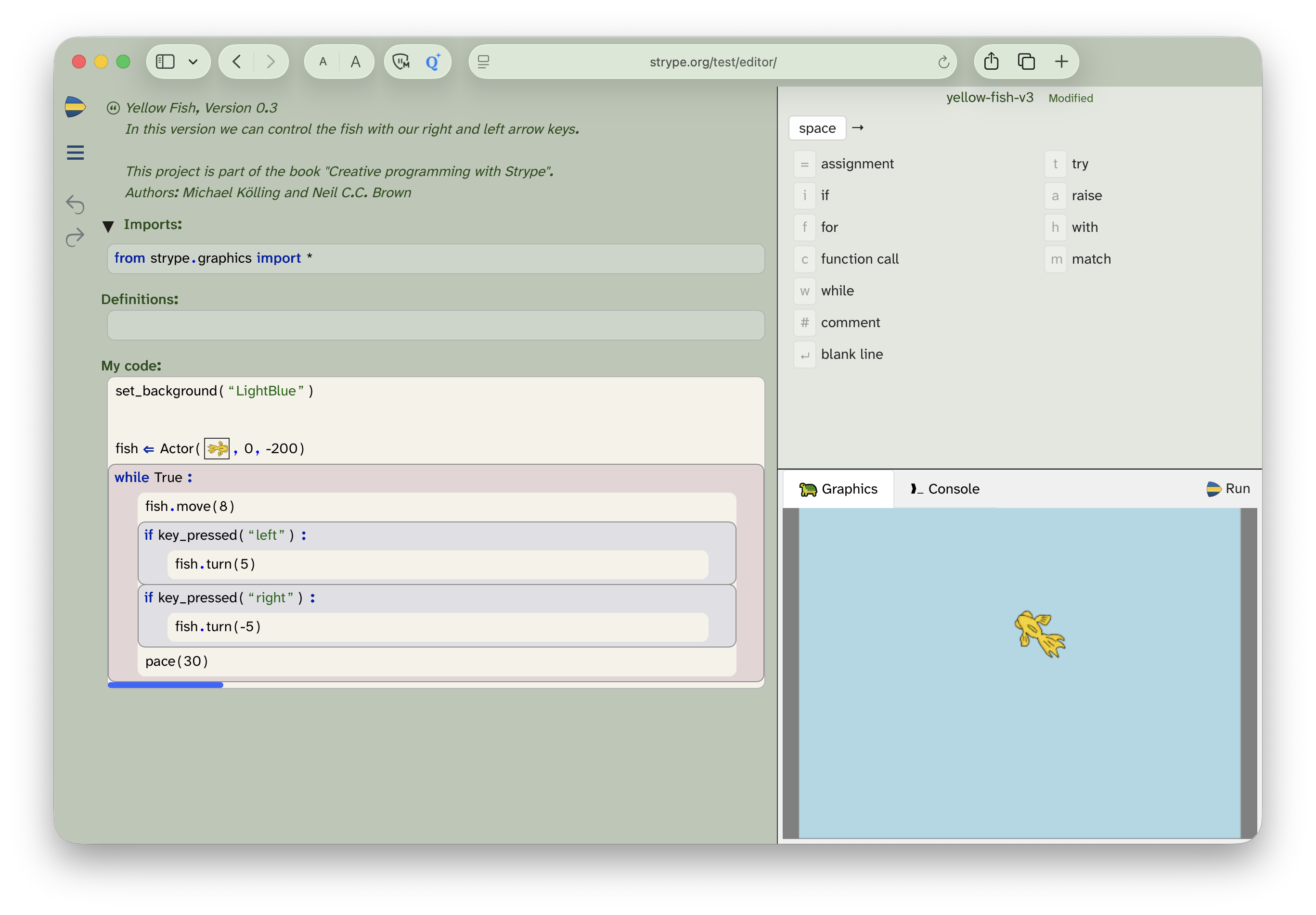 Screenshot of the Strype interface