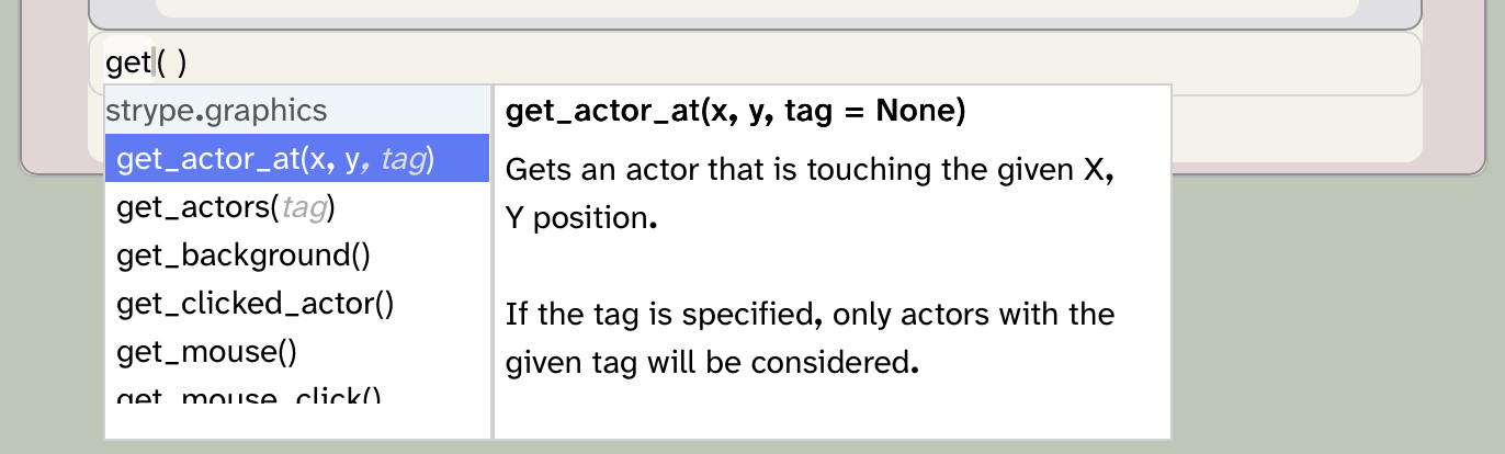 The auto-completion dialogue