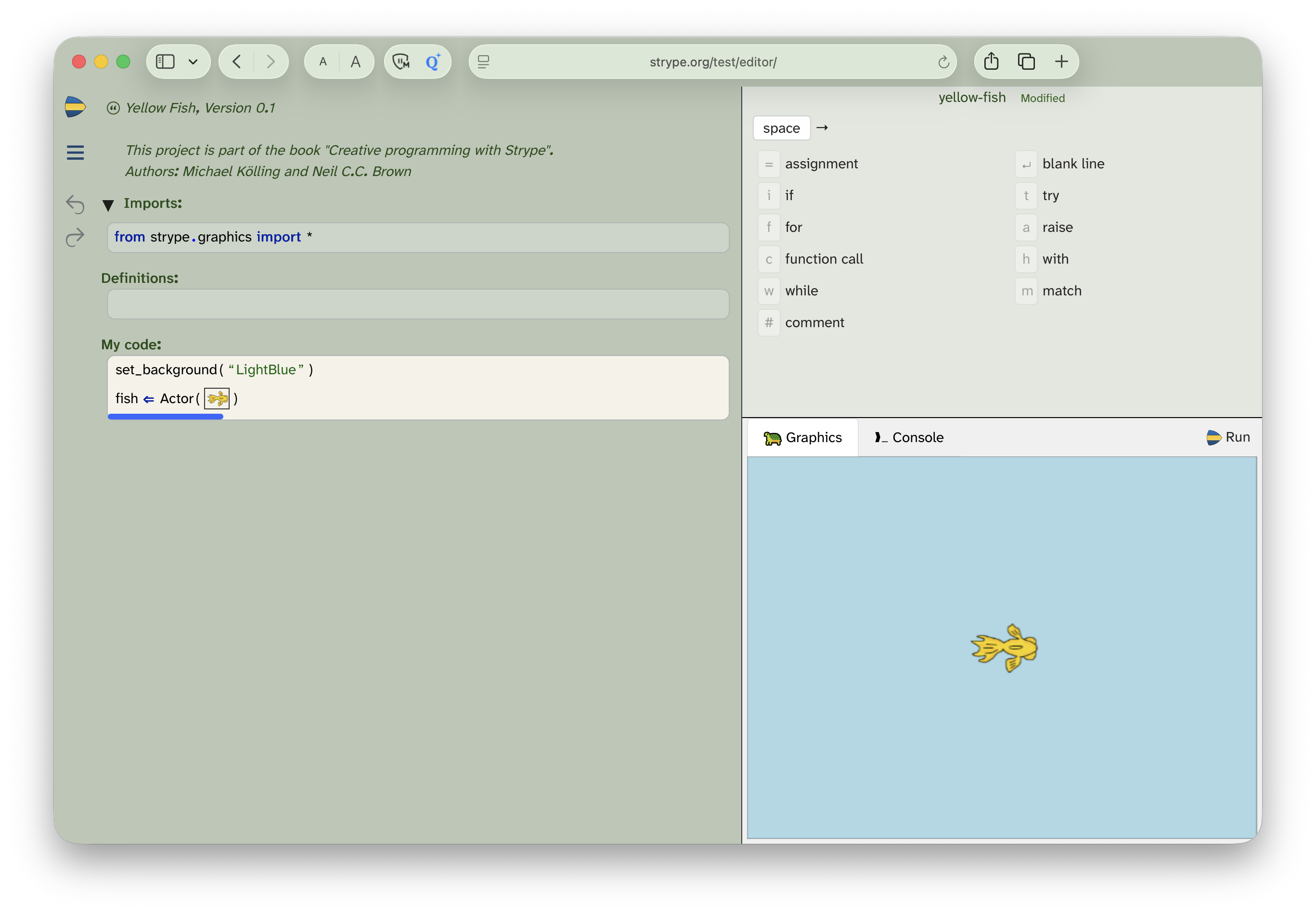 Screenshot of the Strype main editor window